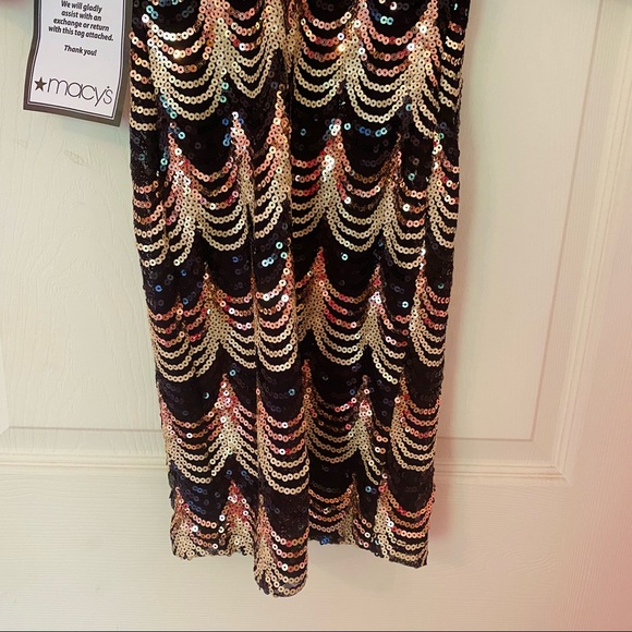 New nwt Sequin Black Gold Dress XS Crystal Doll Short Sleeve Prom homecoming - Picture 13 of 14